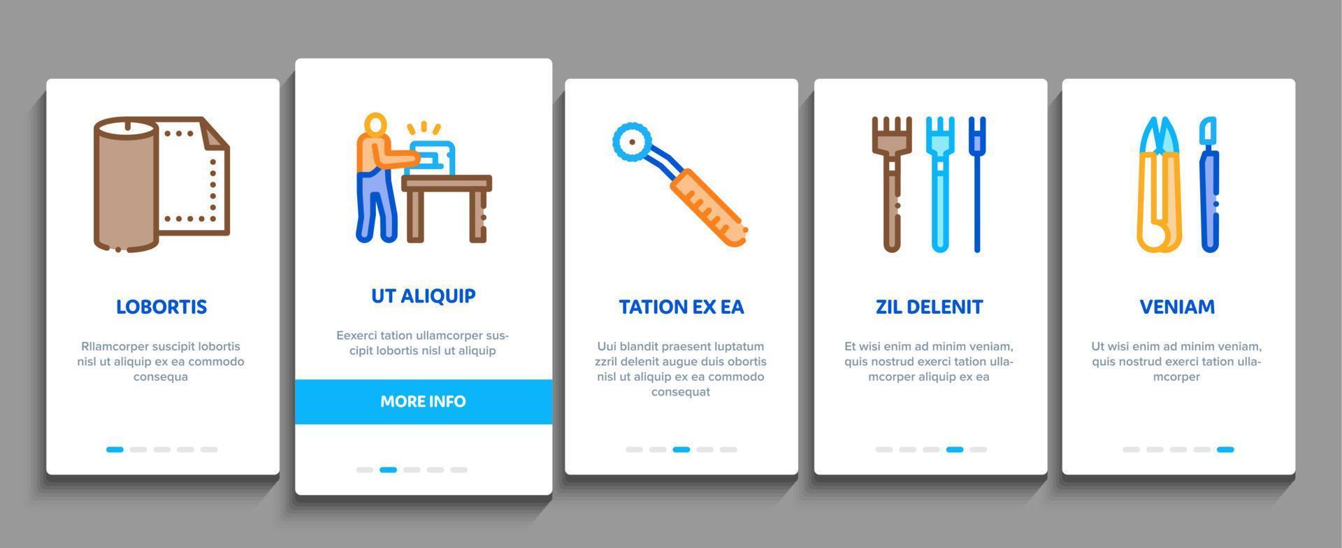 Leatherworking Job Onboarding Elements Icons Set Vector