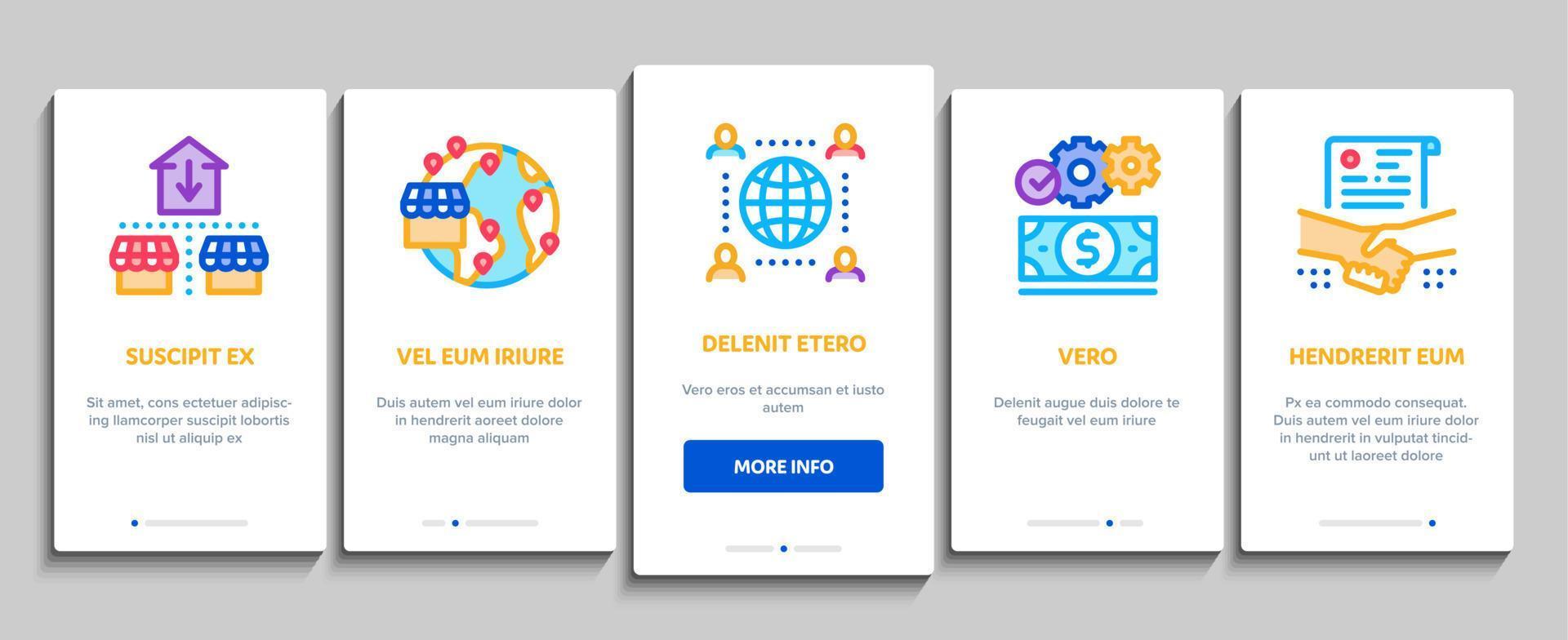 Outsource Management Onboarding Elements Icons Set Vector