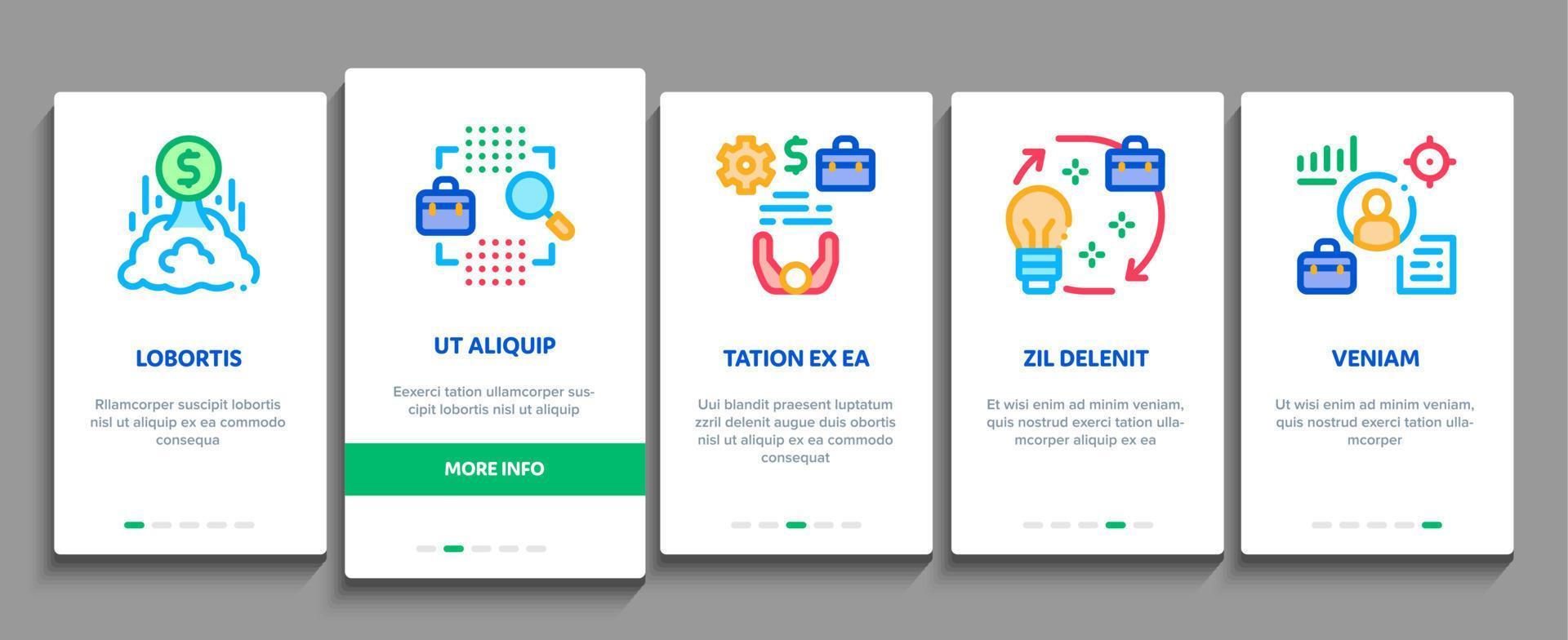 conjunto de iconos de elementos de incorporación empresarial emprendedor vector