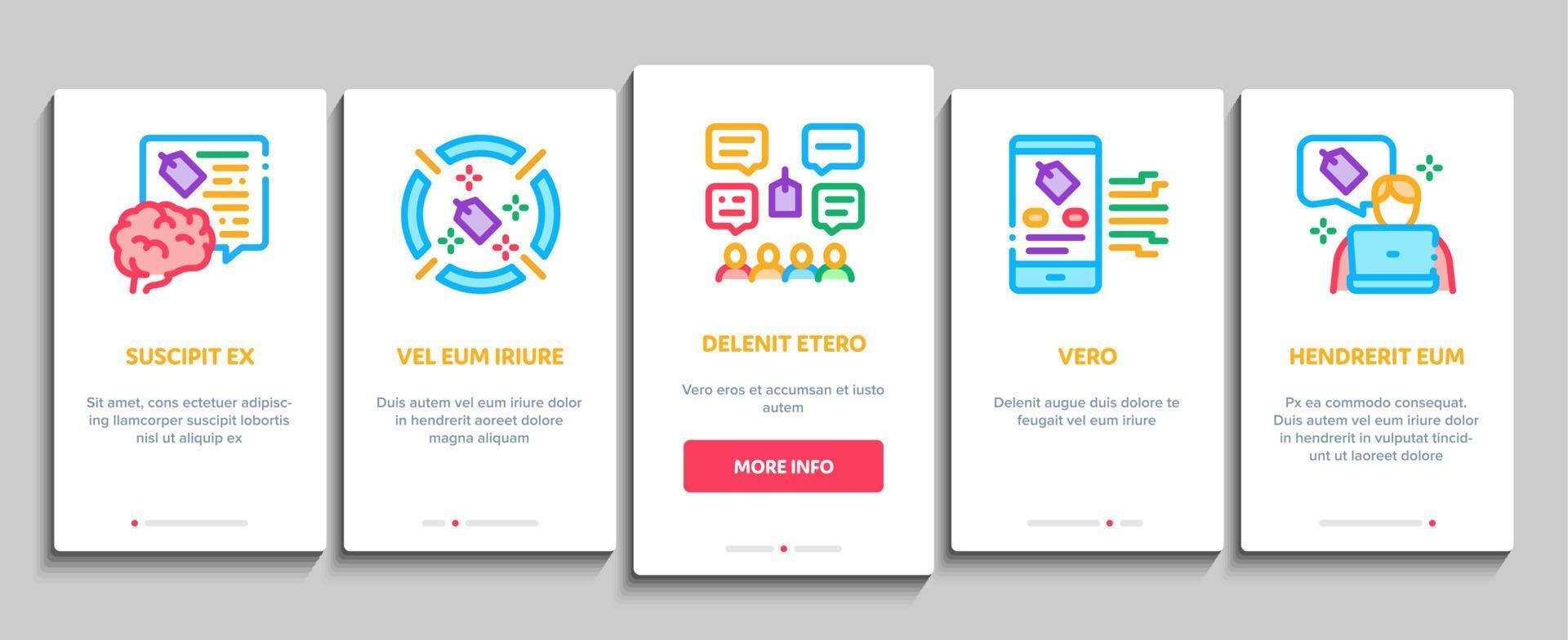 Neuromarketing Business Strategy Onboarding Elements Icons Set Vector