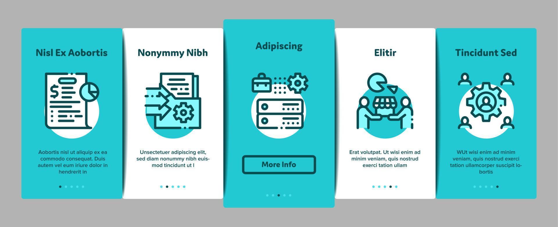 Outsource Management Onboarding Elements Icons Set Vector