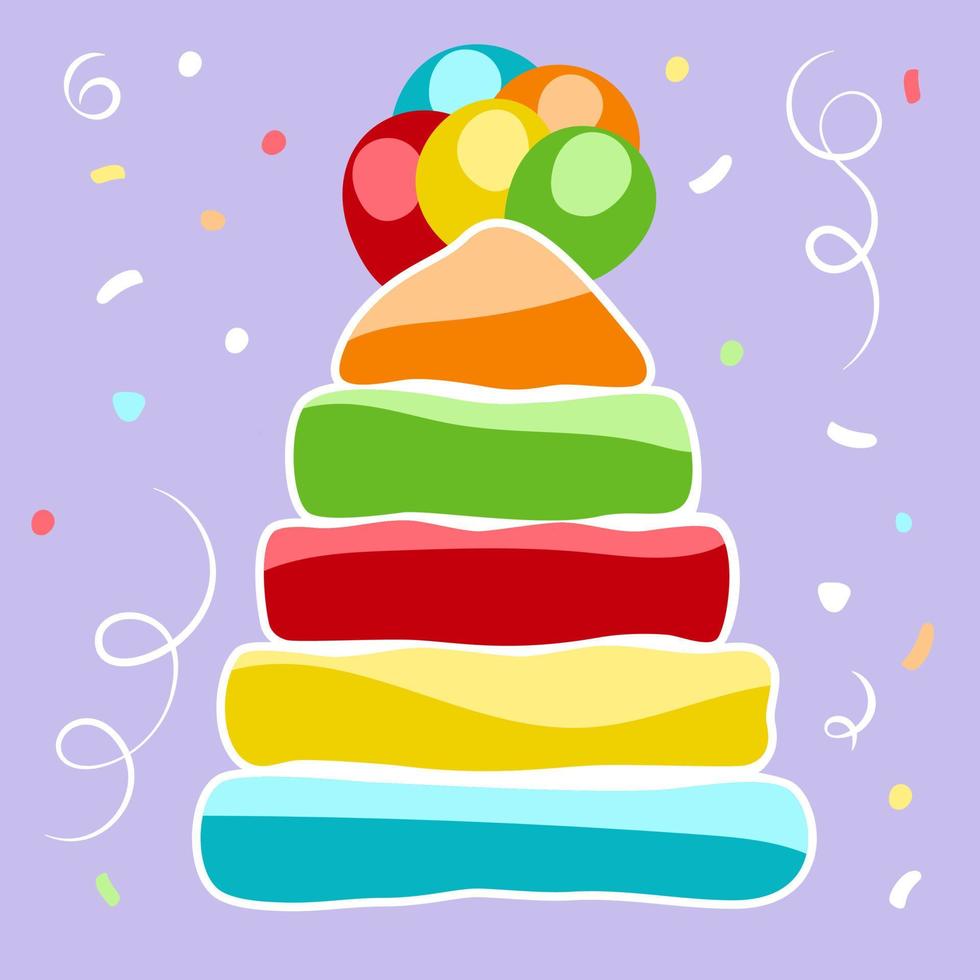 Happy Birthday card. Celebration vector templates with cap and balloons. Funny cartoon card for happy birthday. Background with colorful balloons