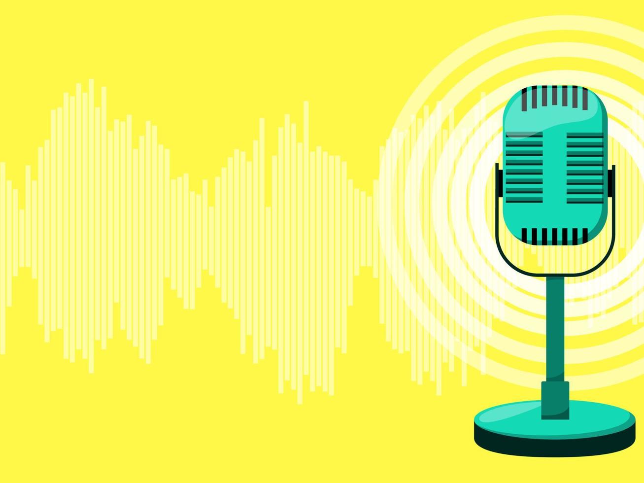 World Radio Day. Banner template for world music day. . Retro microphone on yellow background. Karaoke. vector