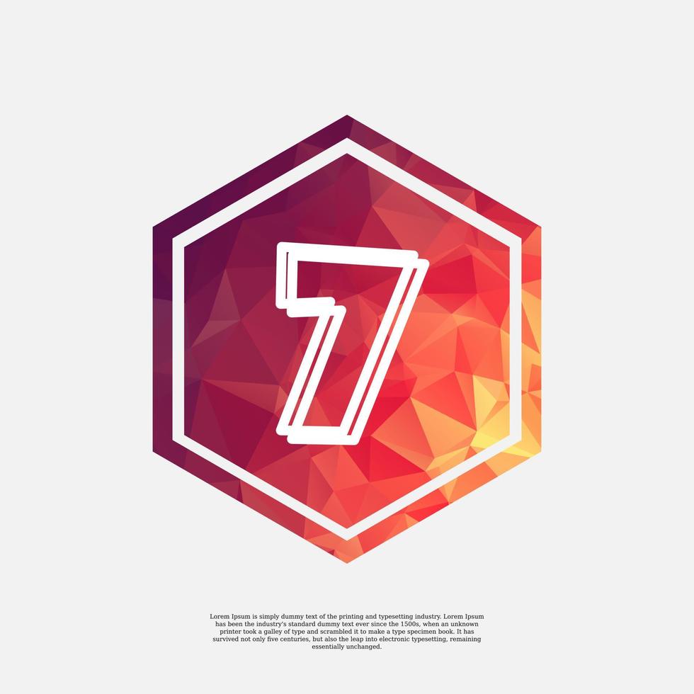 number 7 on colorful polygon vector design template with white background