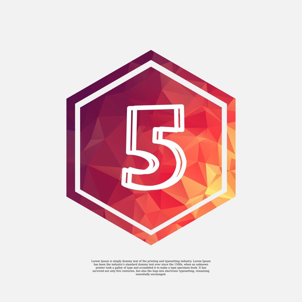 number 5 on colorful polygon vector design template with white background