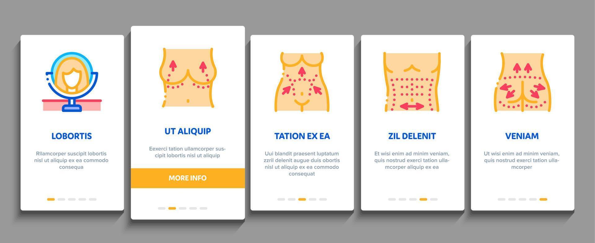 Plastic Surgery Clinic Onboarding Elements Icons Set Vector