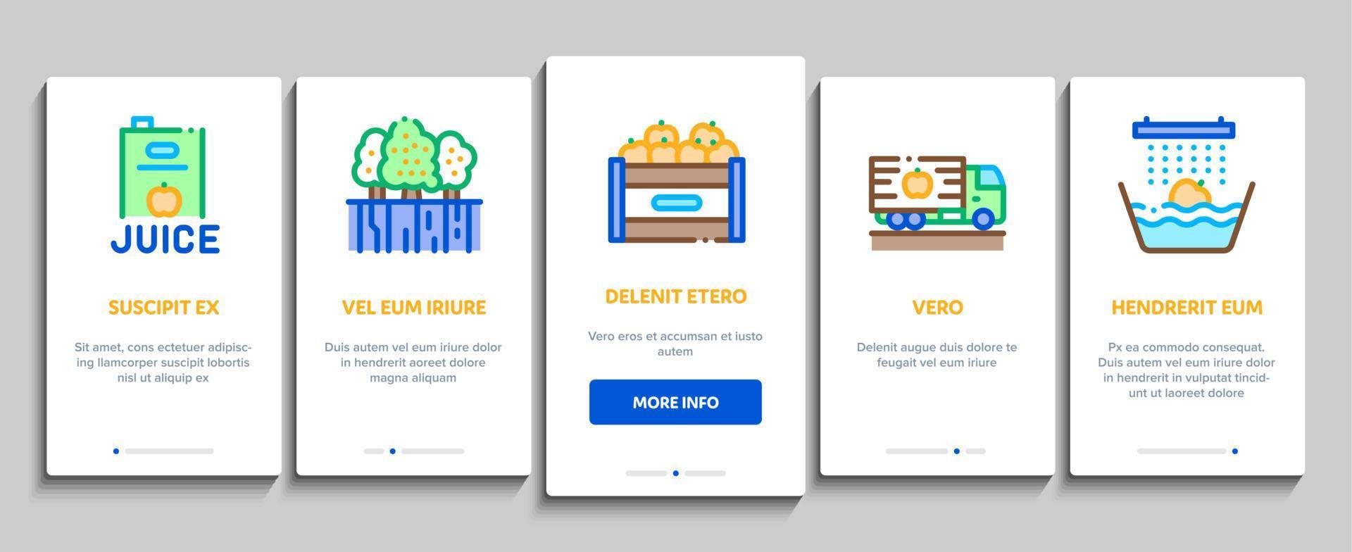 Juice Production Plant Onboarding Elements Icons Set Vector