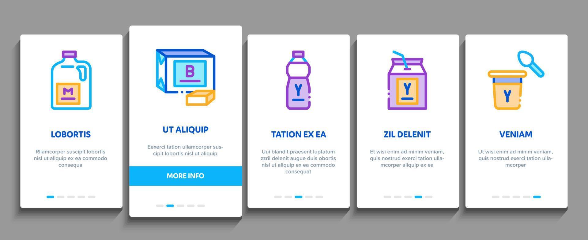 Dairy Drink And Food Onboarding Elements Icons Set Vector