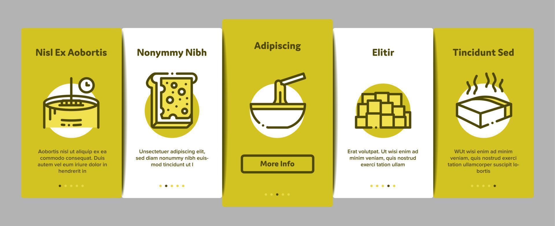 Cheese Dairy Food Onboarding Elements Icons Set Vector