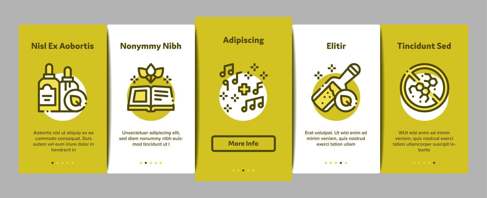 Traditional Naturopathy Medicine Onboarding Elements Icons Set Vector