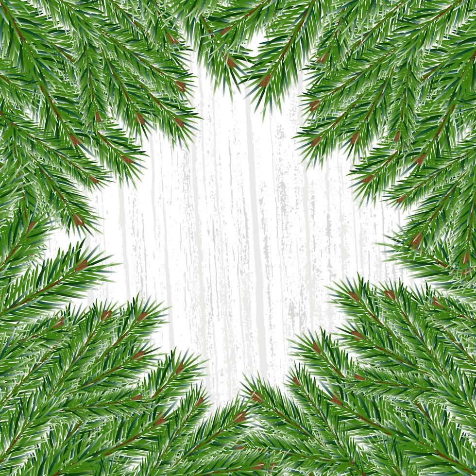 Fondo de vector decorativo con ramas de abeto. fondo de madera con espacio para texto y ramas de hoja perenne. fondo de navidad y año nuevo.