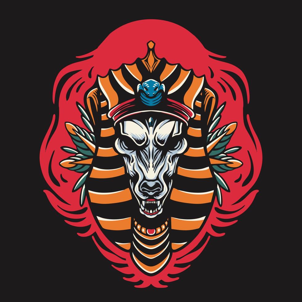 Anubis Head Retro Vector Illustration