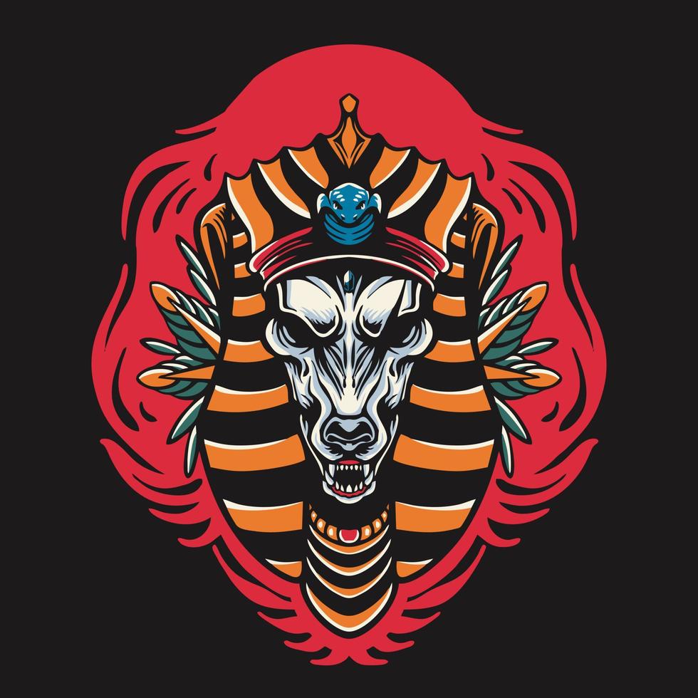 anubis, cabeza, retro, vector, ilustración vector