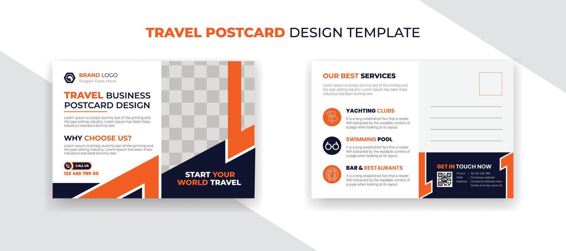 creative business travel agency banner postcard and social media post design vector