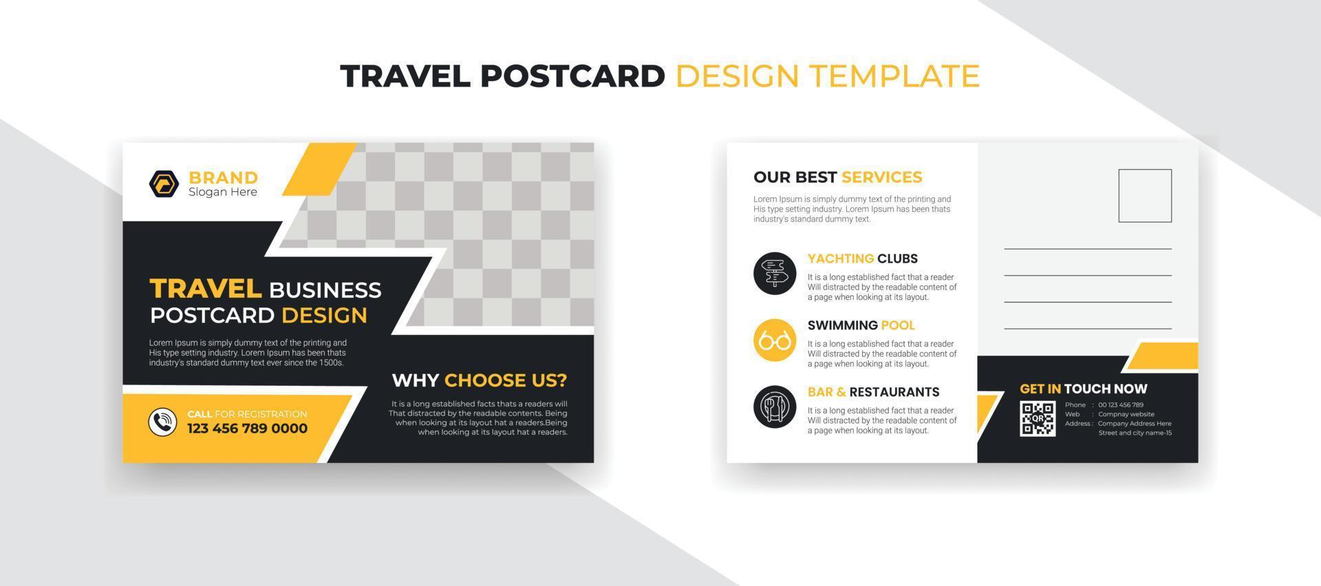 Travel postcard corporate business creative agency template design vector