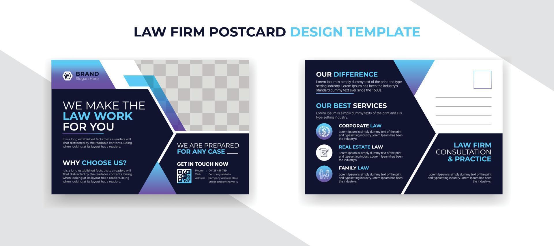 Law Firm Corporate business company Postcard template vector