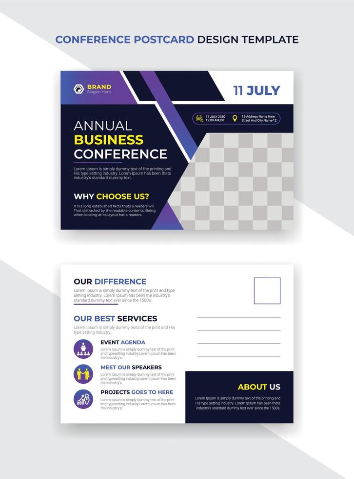 creative modern business conference postcard design, Invitation Design, Event Card Design template vector