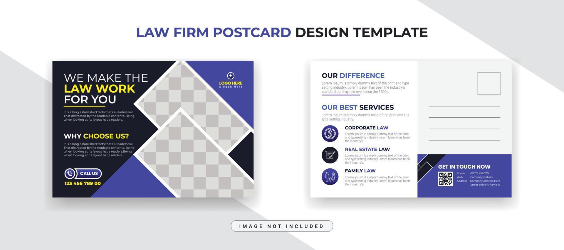 Corporate business Law Firm agency postcard template vector