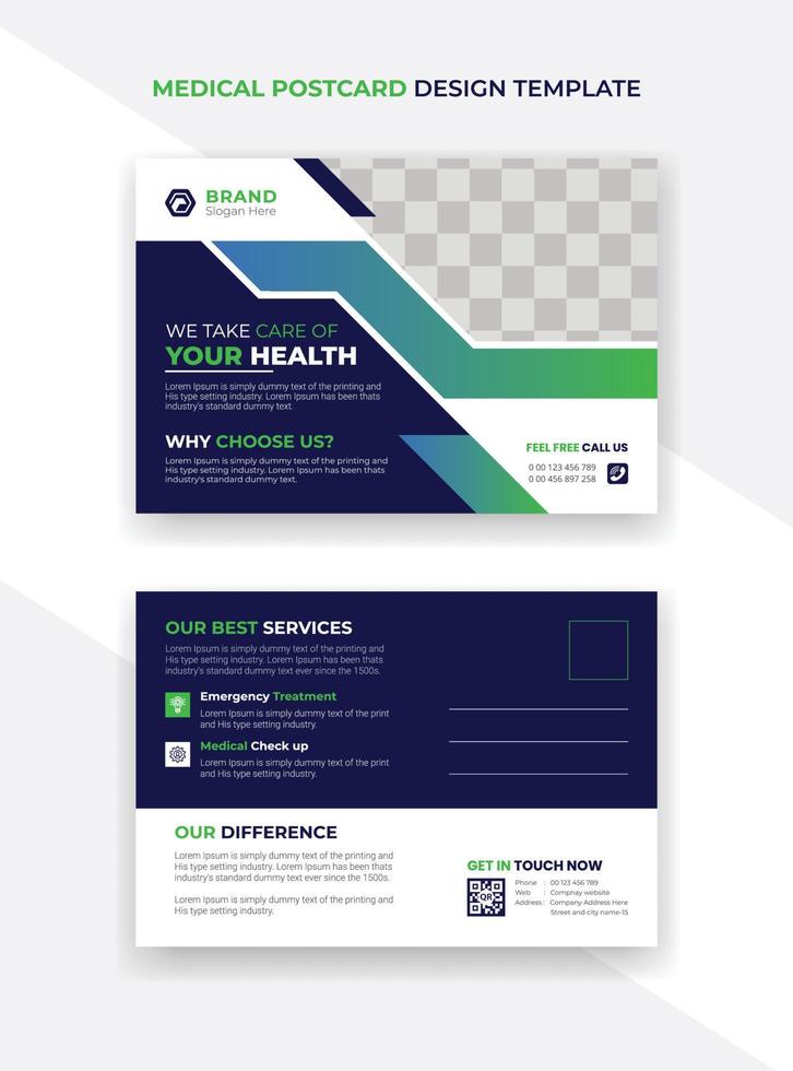 New Medical healthcare postcard design template for other company business purposes vector