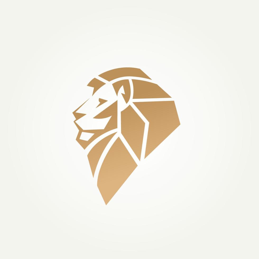 luxurious polygon abstract lion head icon label logo template vector illustration design