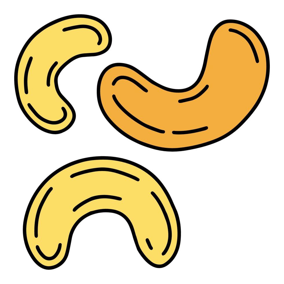 Cashew nut simple linear cartoon icon in doodle style, vector illustration