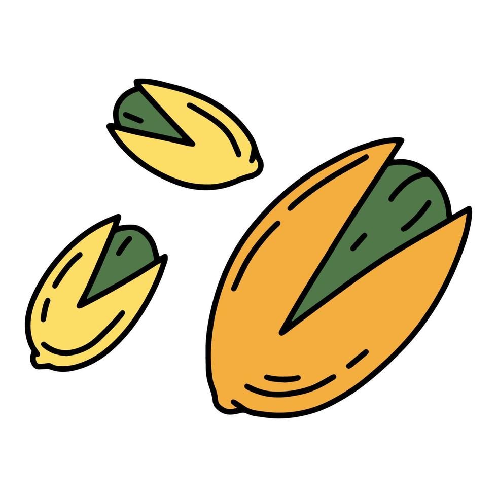 Pistachio nut simple linear cartoon icon in doodle style vector