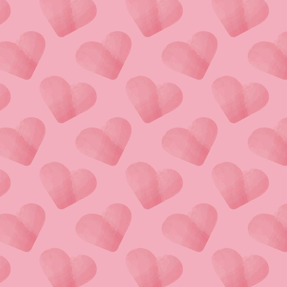 Repeating pattern of watercolor pink hearts vector