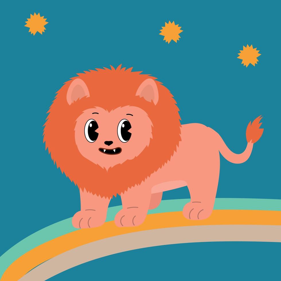 Pink groovy lion vector