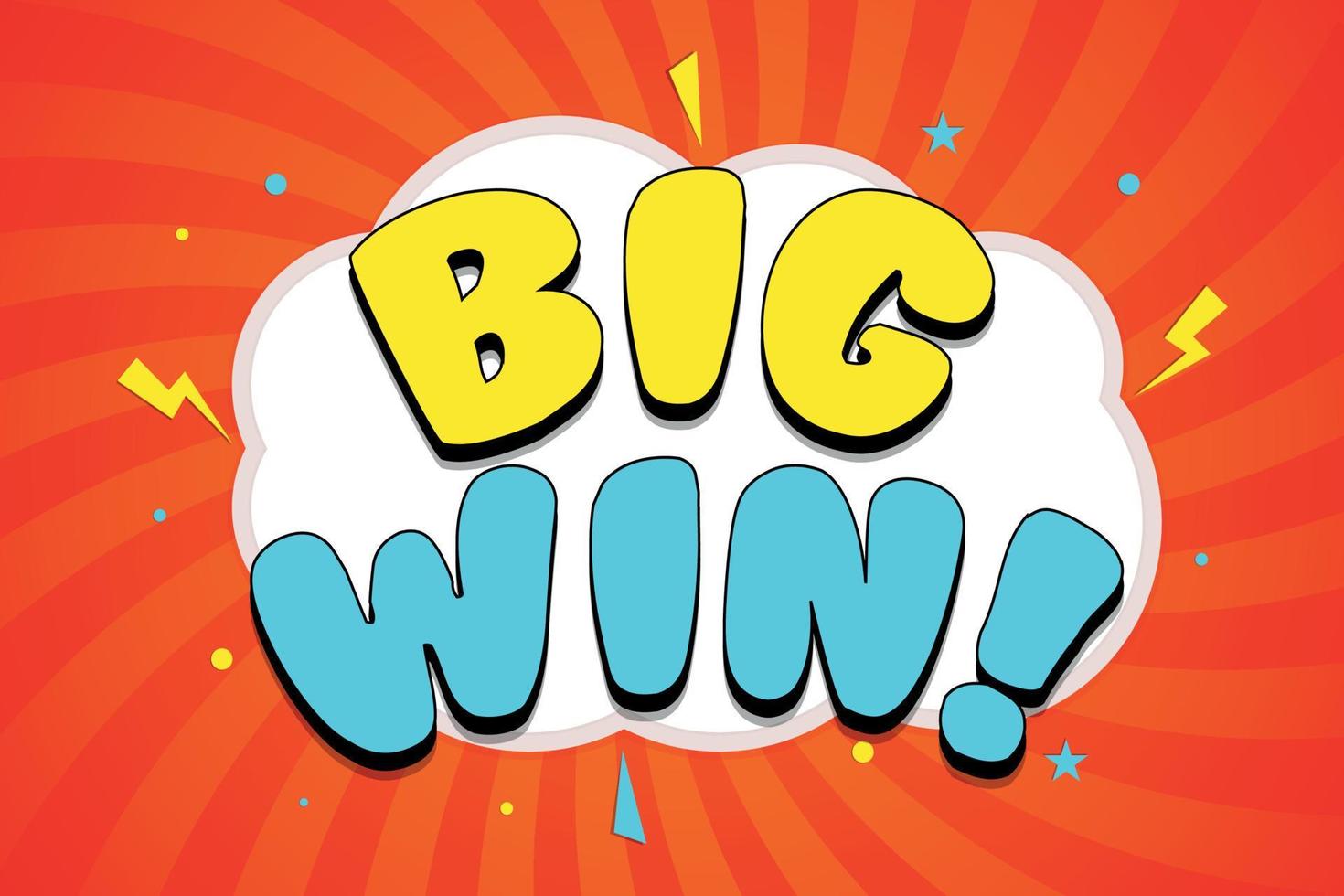 Big Win Message word bubble in in comic style vector