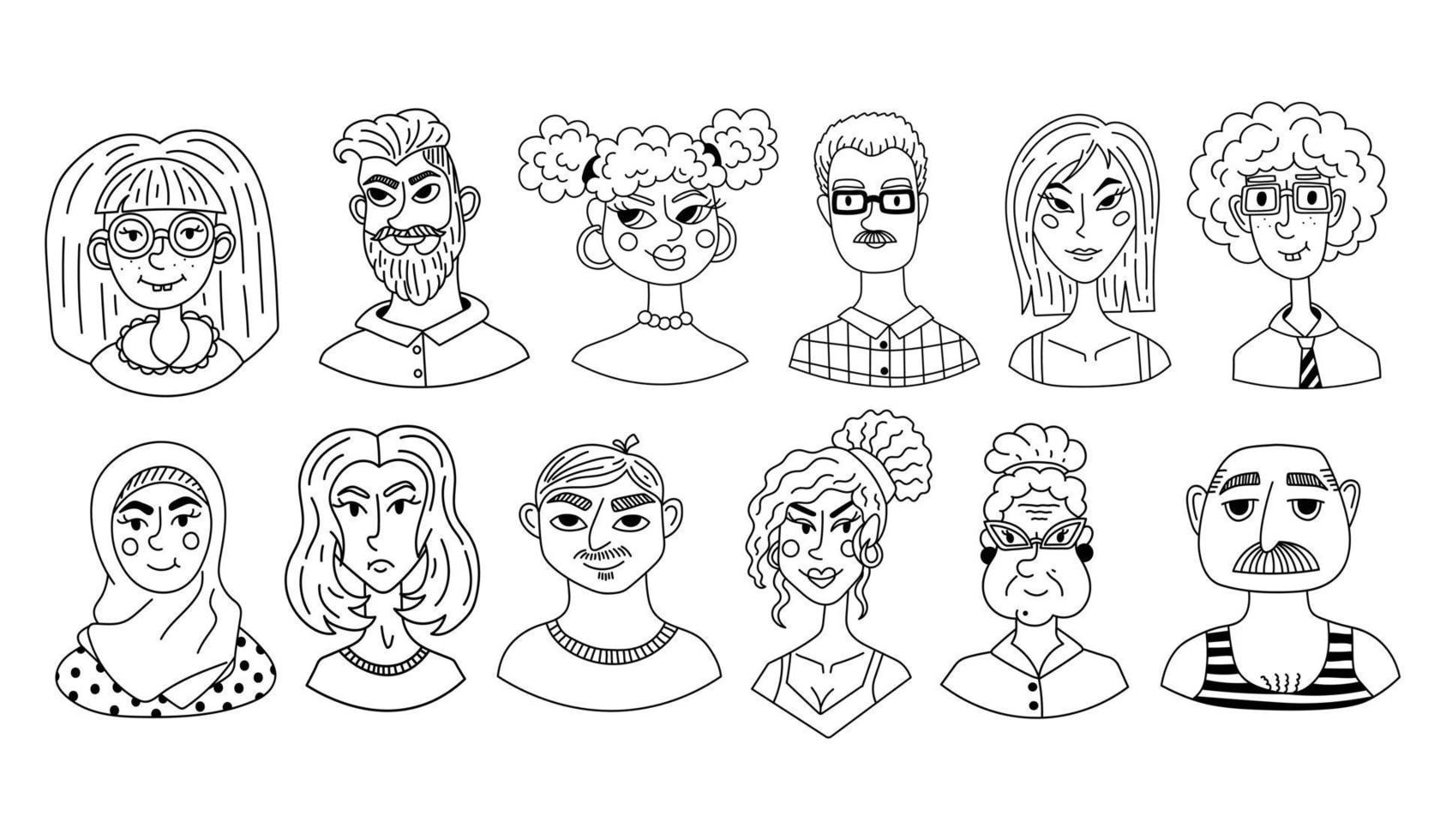 Black and white doodle clipart. A simple portrait of a man. Easy to change color. vector