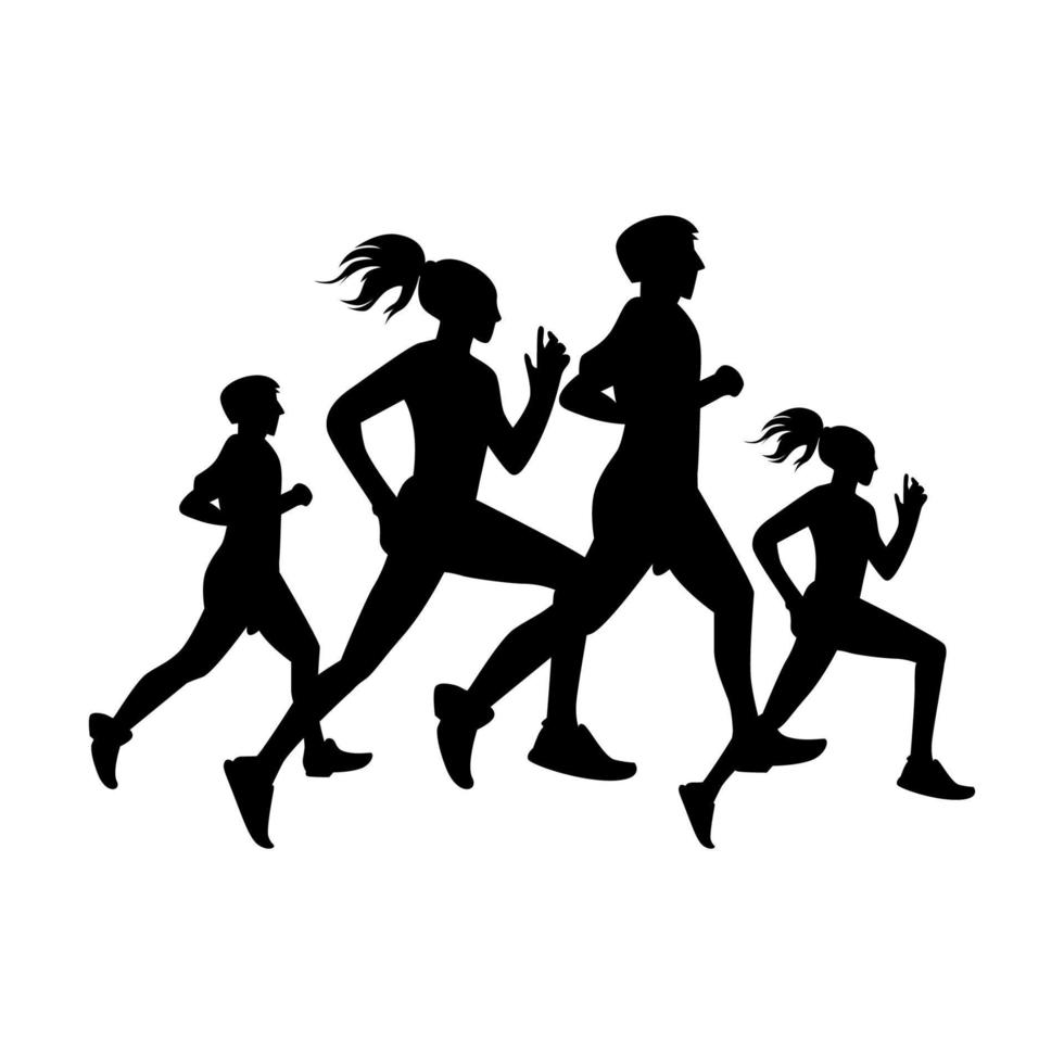 Running people silhouette vector design