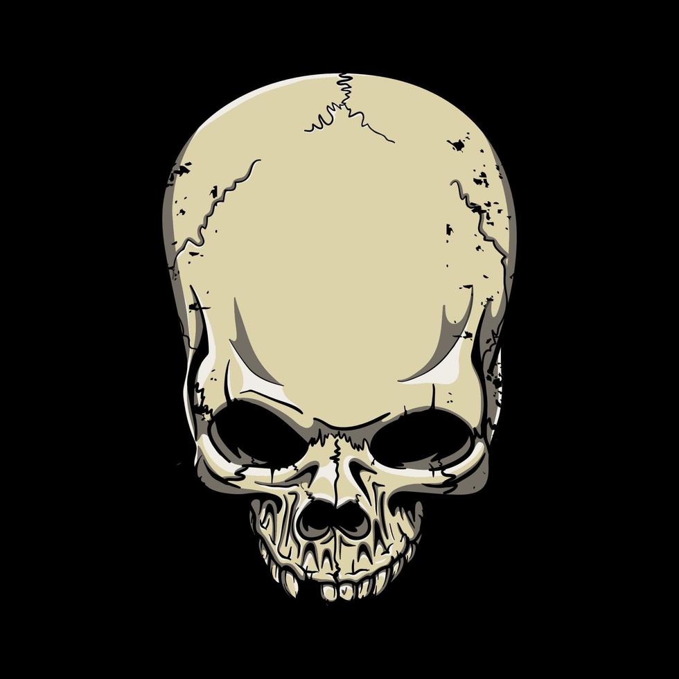 diseño de vector de ilustración de cráneo sobre fondo negro