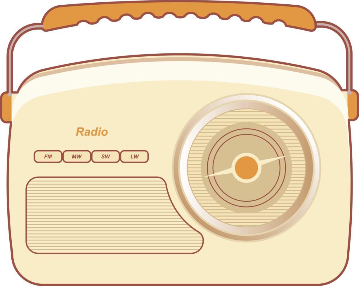 radio och musik retro illustration png