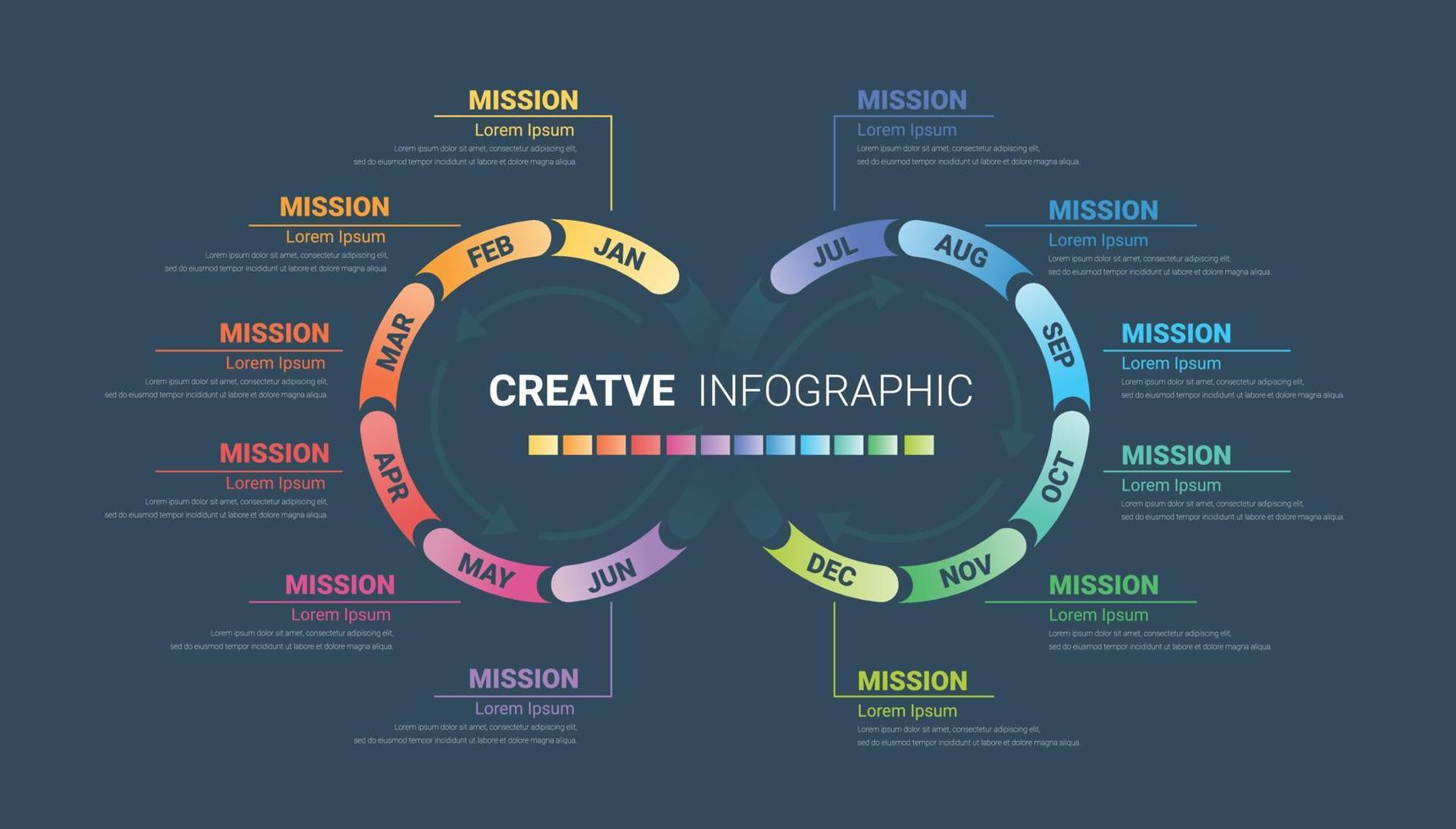 Circle Infographic all month planners. vector