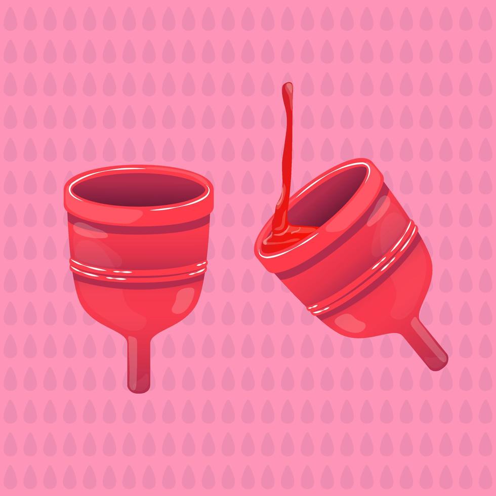 illustration of a menstrual cup with blood vector