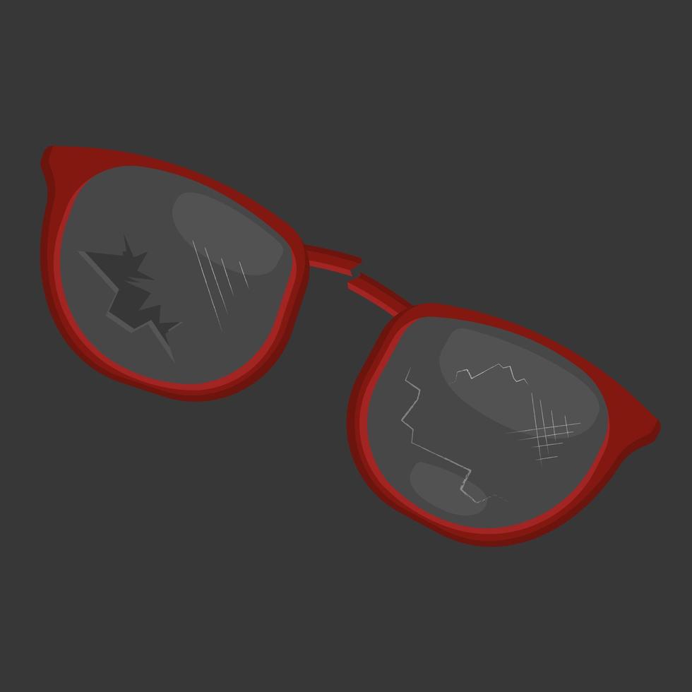 broken red glasses vector illustation
