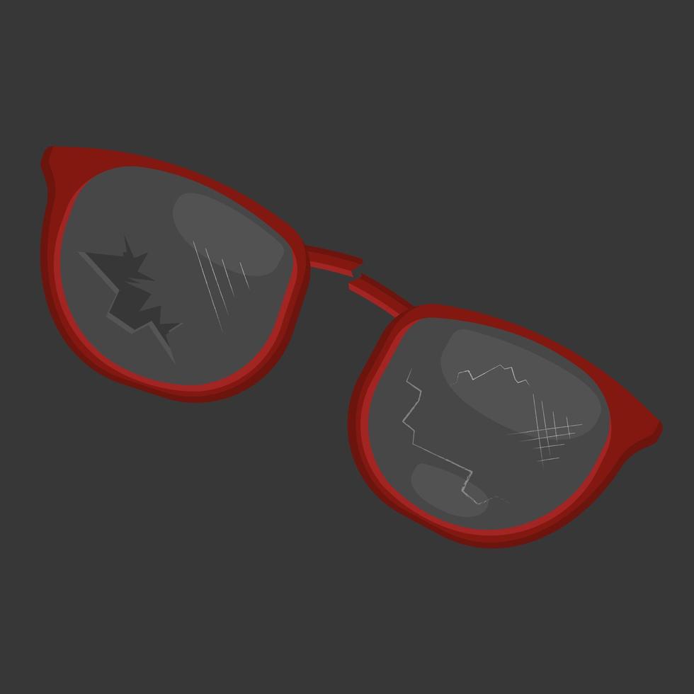 Ilustración de vector de gafas rojas rotas