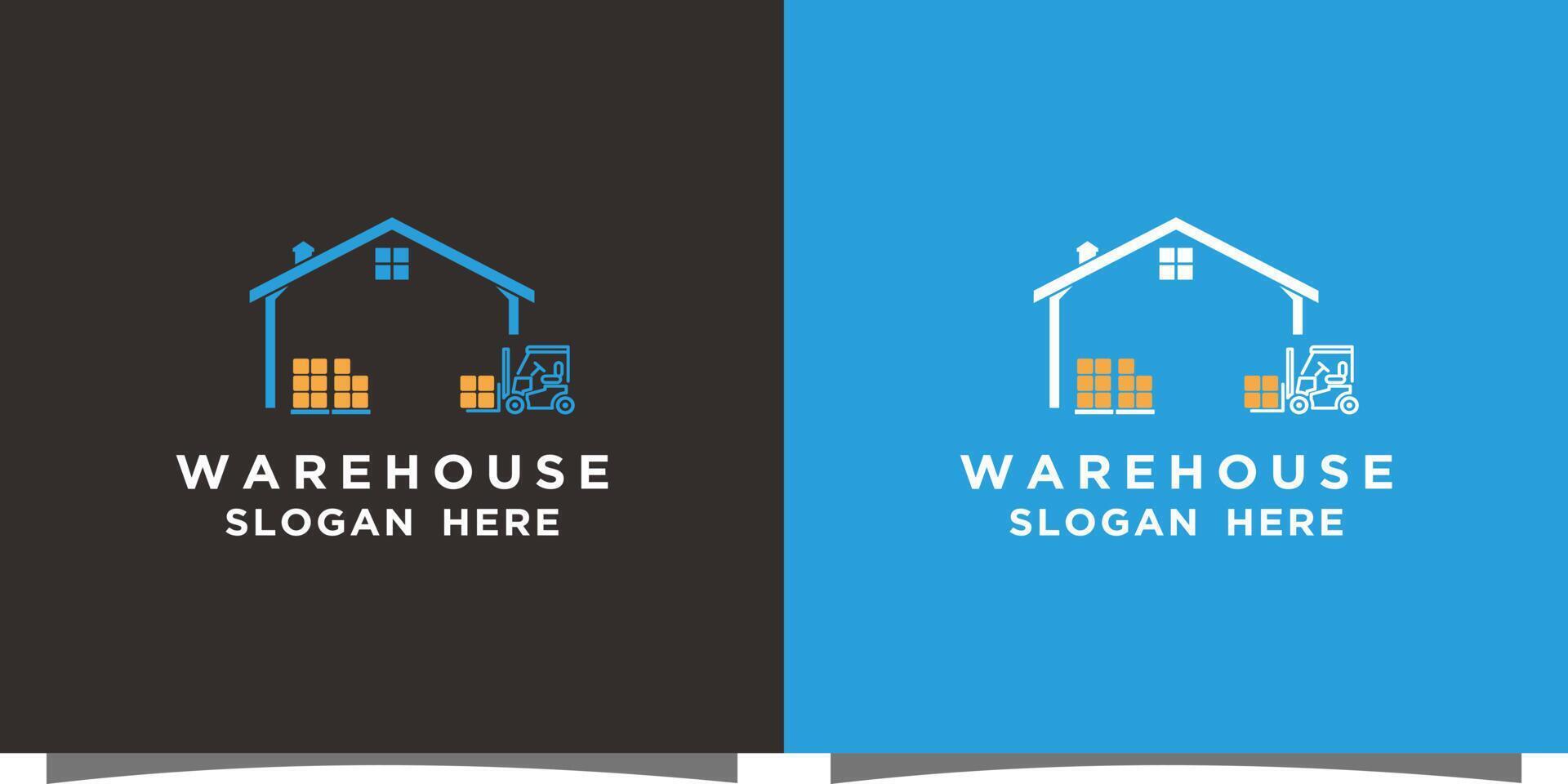Warehouse and Forklift logo with creative modern syle Premium Vector