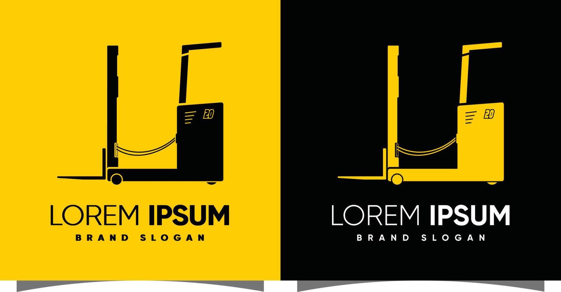 Reach Truck Forklift logo with creative modern syle Premium Vector