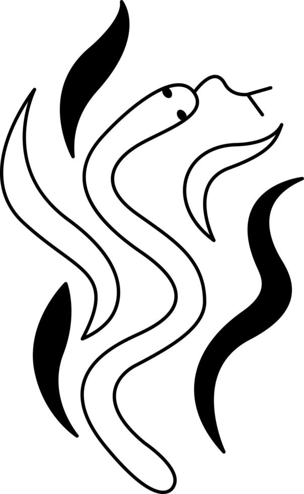 Tattoo snake in the style of the 90s, 2000s. Black and white single object illustration. vector