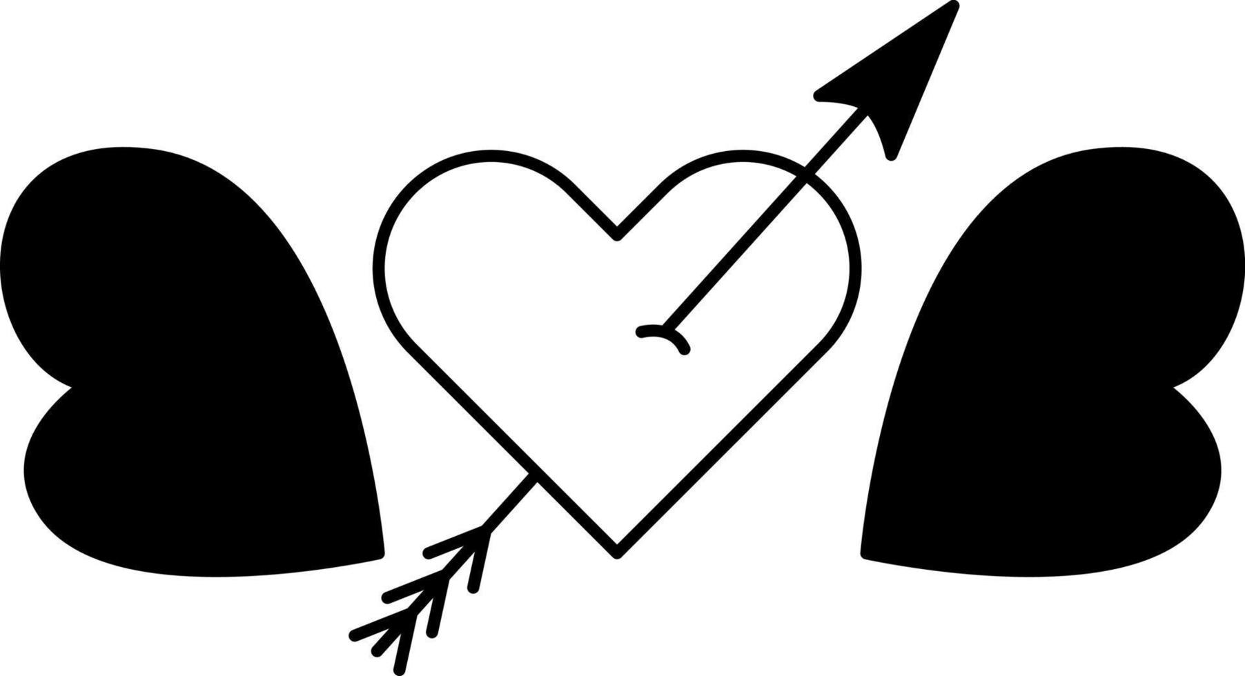 Tattoo heart in the style of the 90s, 2000s. Black and white single object illustration. vector