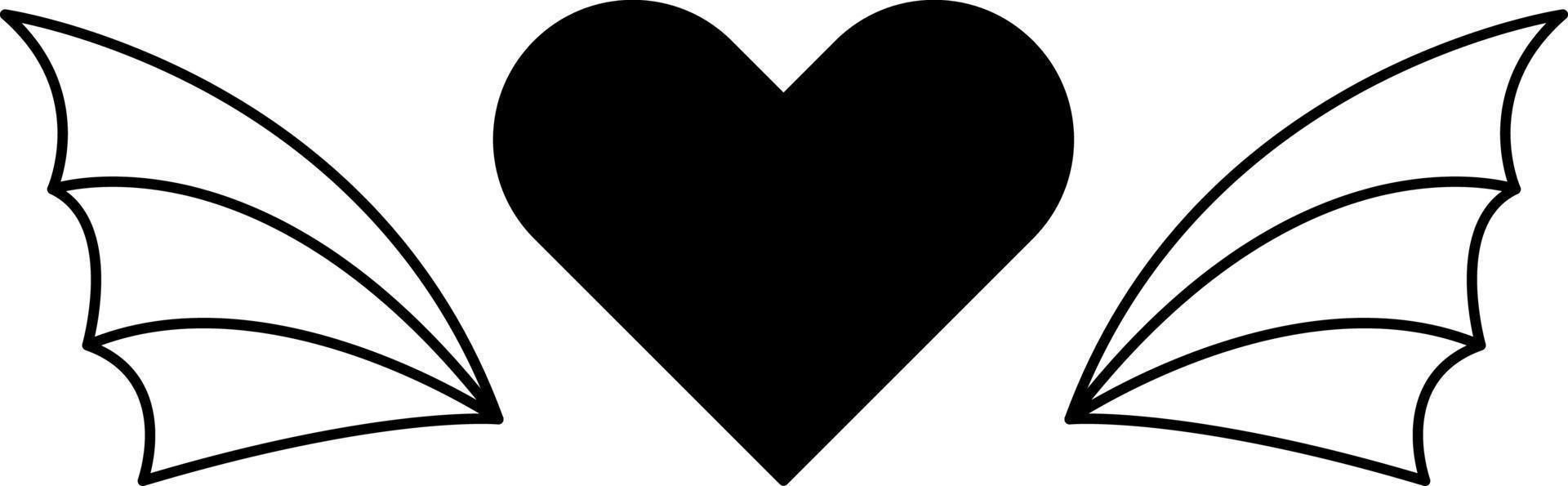 Tattoo heart in the style of the 90s, 2000s. Black and white single object illustration. vector