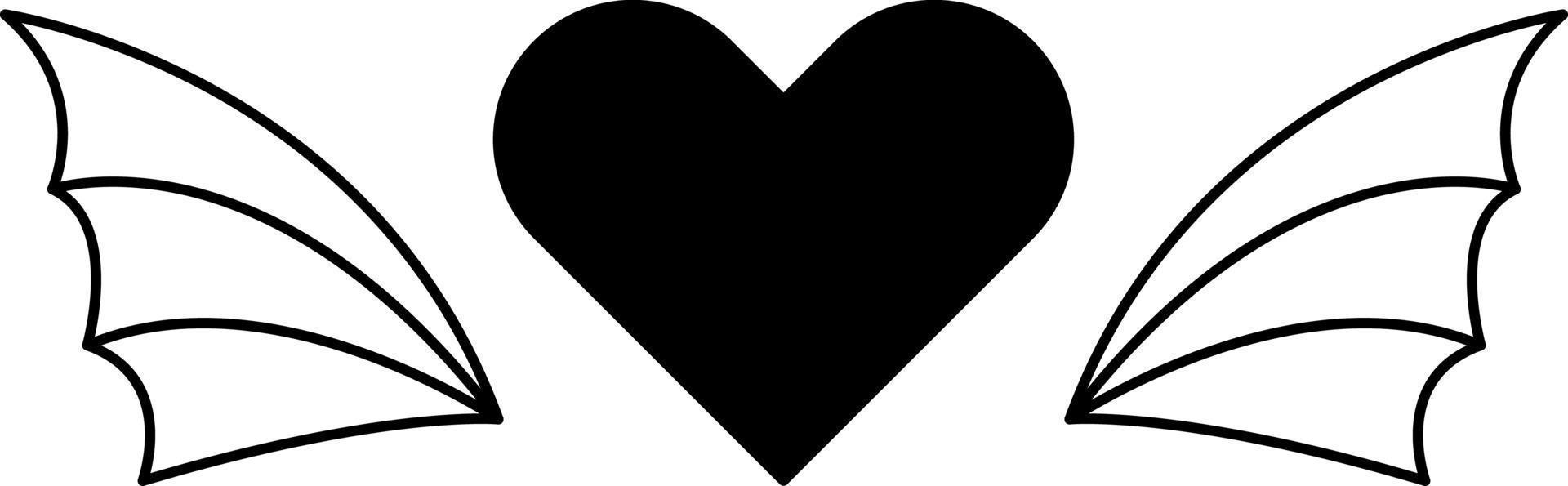 Tattoo heart in the style of the 90s, 2000s. Black and white single object illustration. vector