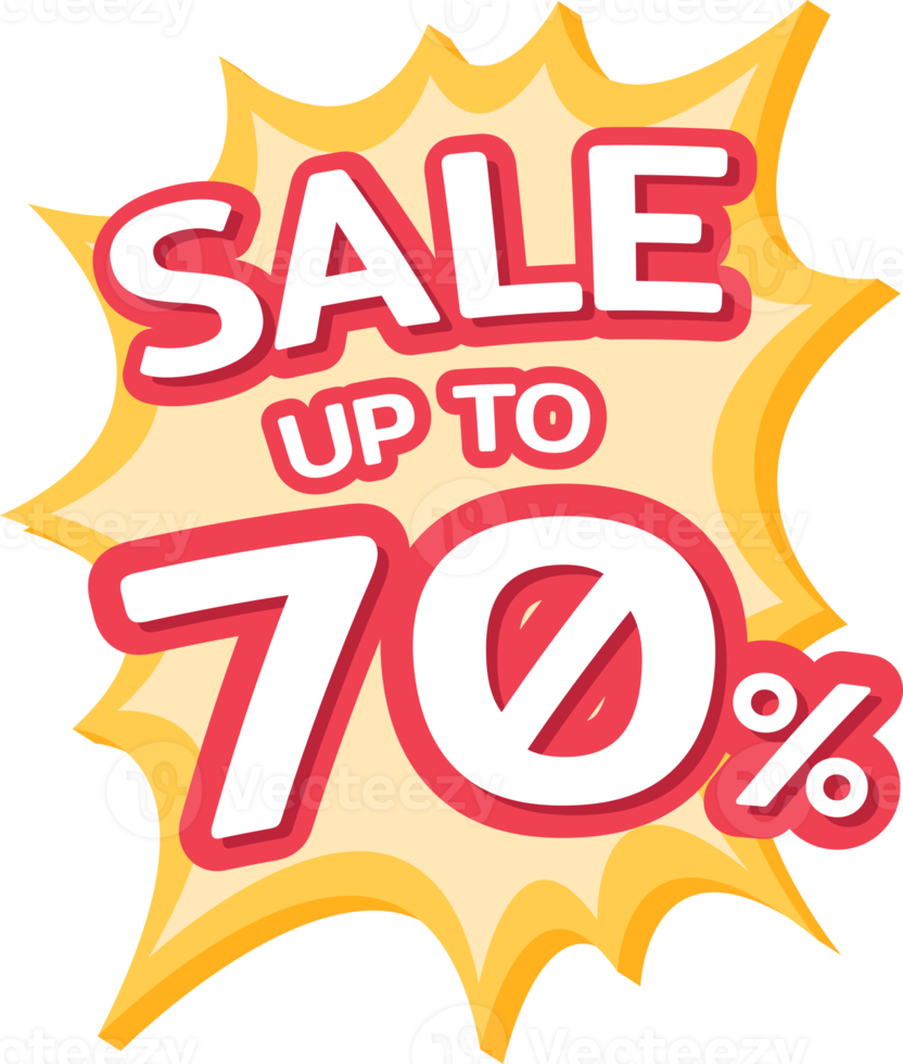 Up to 70 percent off label, Promotion discount banner templates png