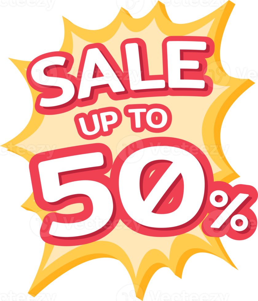 Up to 50 percent off label, Promotion discount banner templates png