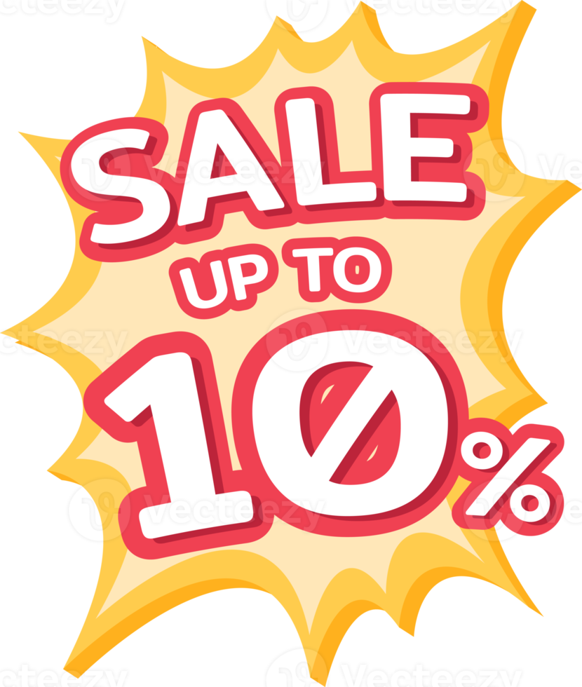 Up to 10 percent off label, Promotion discount banner templates png