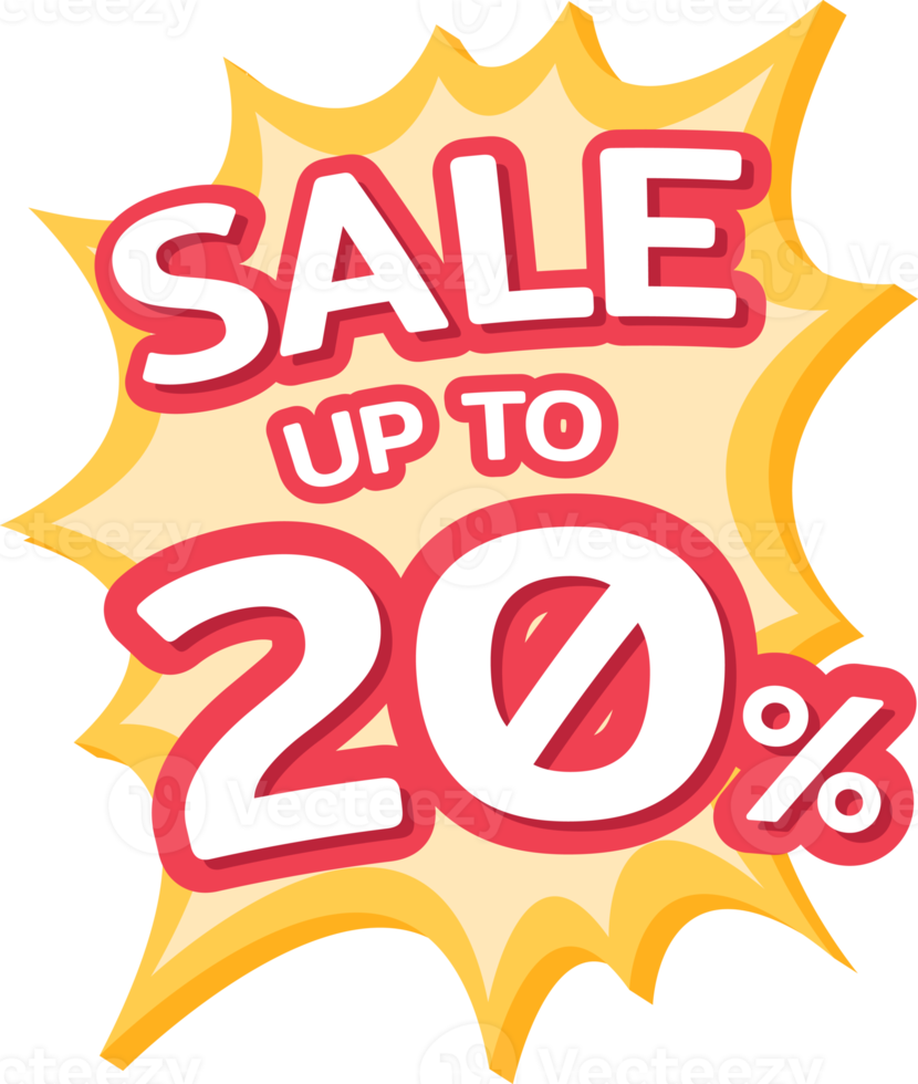 Up to 20 percent off label, Promotion discount banner templates png