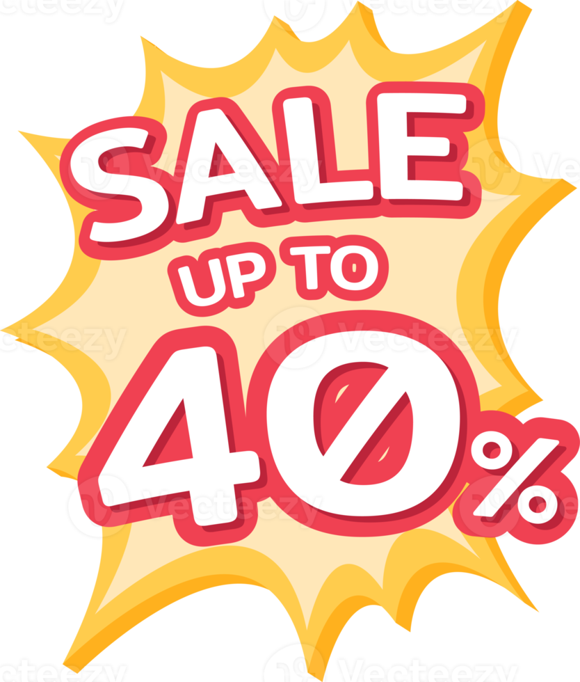 Up to 40 percent off label, Promotion discount banner templates png