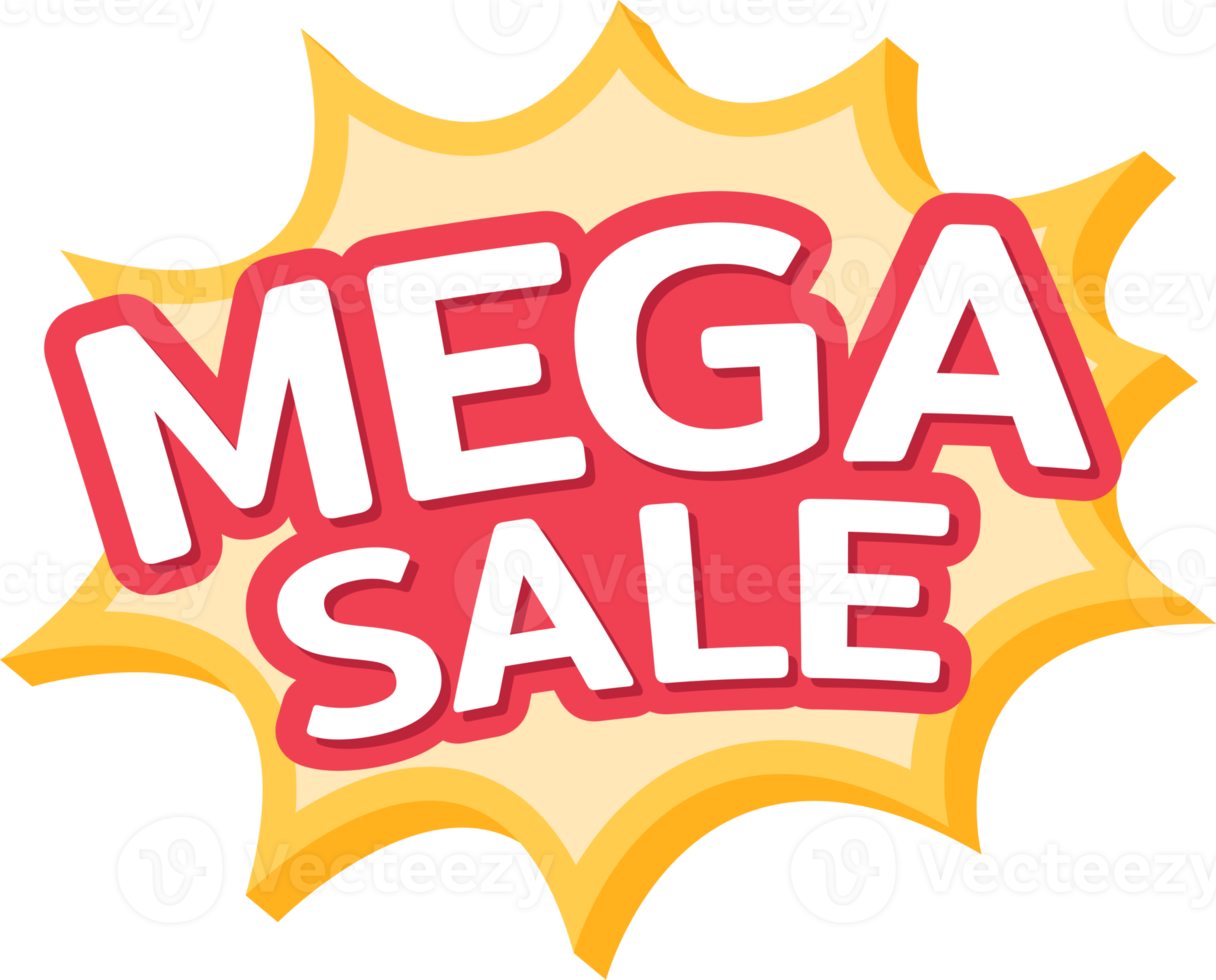 Mega-Sale-Label, Werberabatt-Banner-Vorlagen png