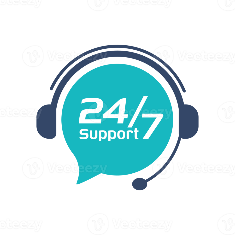 24 hour service icon.Headphone Talk Support over the phone to consult customer problems. png